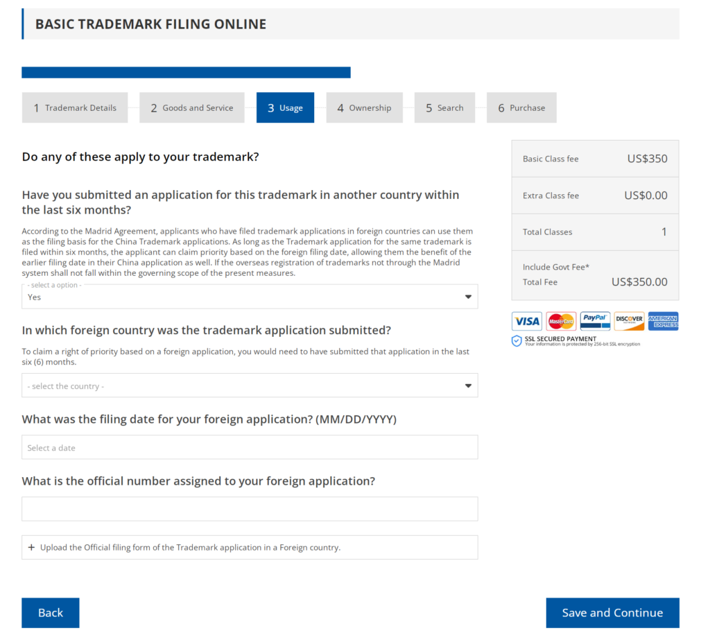 China Trademark Proof of Priority online