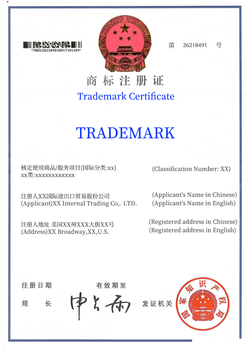 China Trademark Certificate
